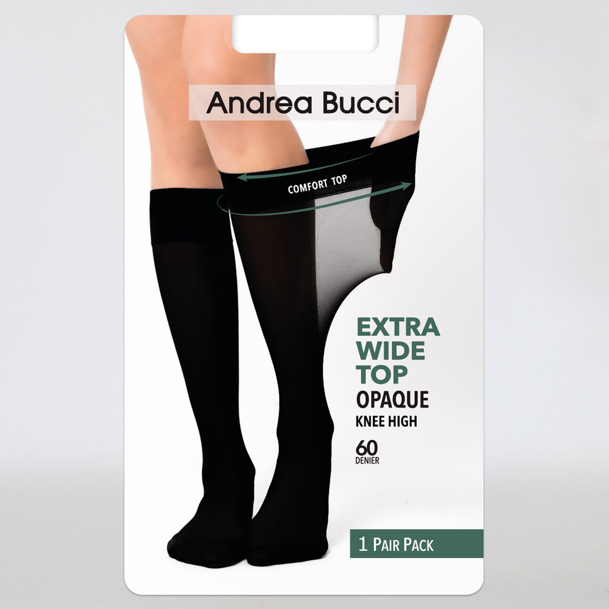 Andrea Bucci Extra Wide Comfort Top Opaque Knee High Socks 60 Denier –  Simply Hosiery Online