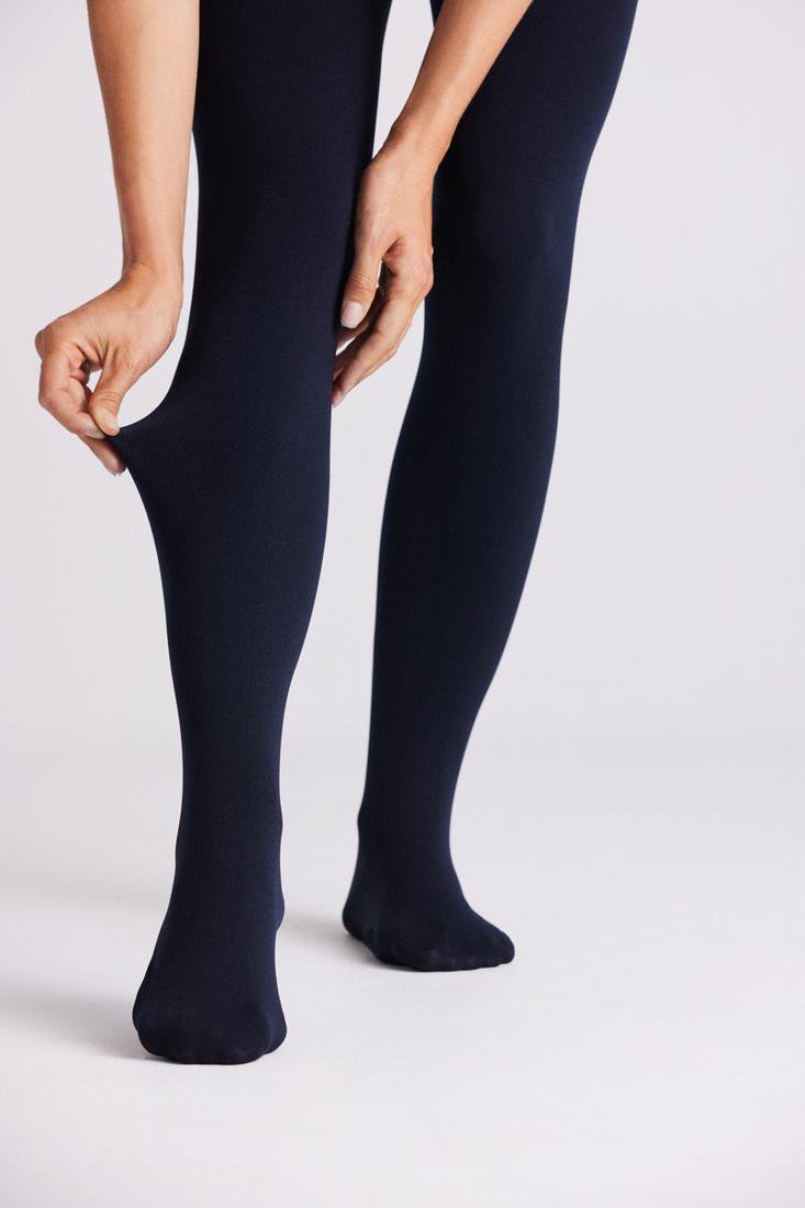 Ardene Fleece-lined Tights in Dark Blue | Size | Polyester/Nylon/Spandex |  Microfiber