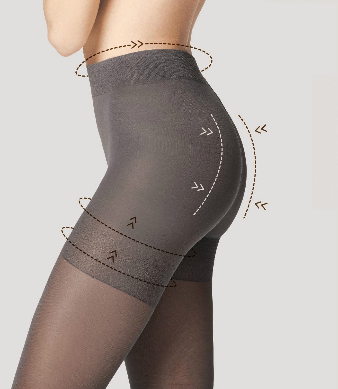 Buy Black 100 Denier Bum, Tum And Thigh Shaping Tights from the