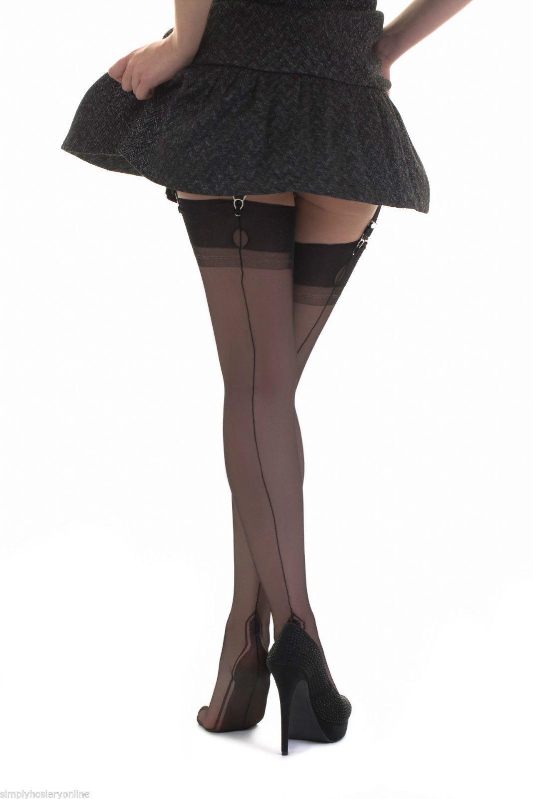 Gio Fully Fashioned Manhattan Heel Seamed Stockings 15 Denier