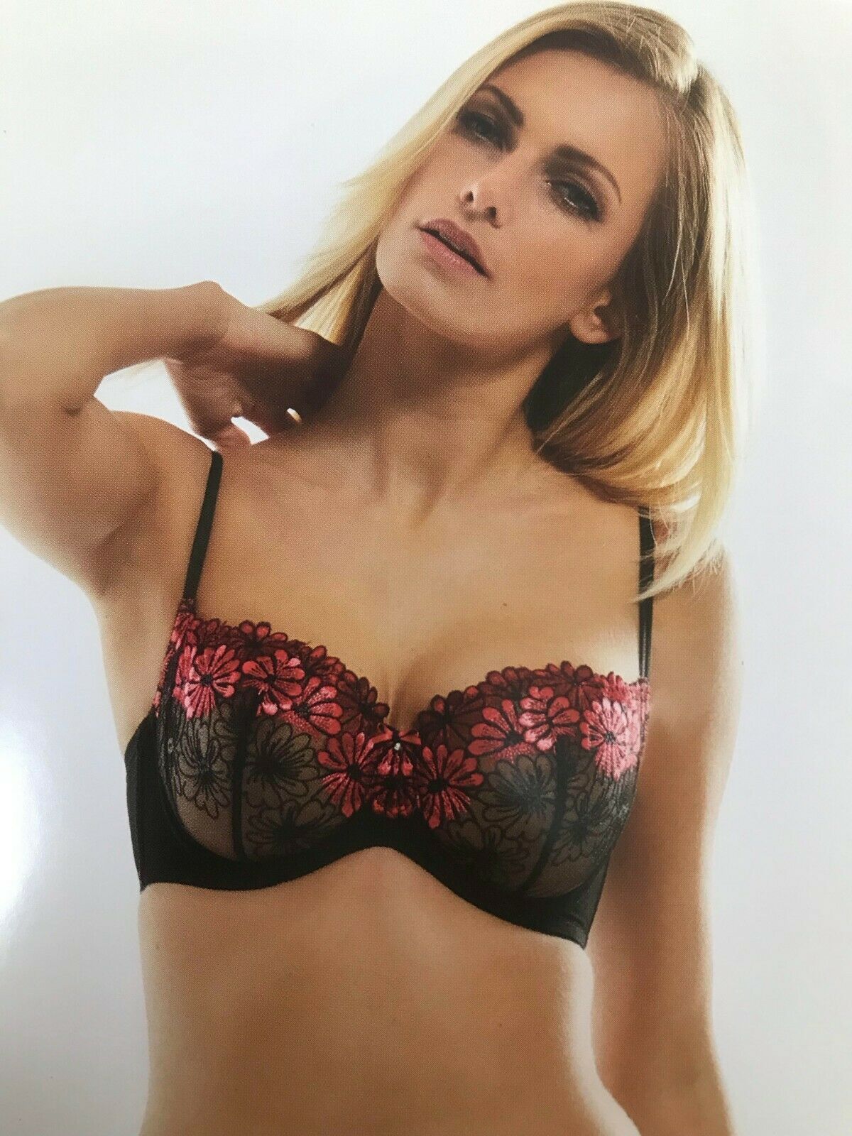 Kris Line Alice Half Cup Soft Bra in Black and Red Back Size 36
